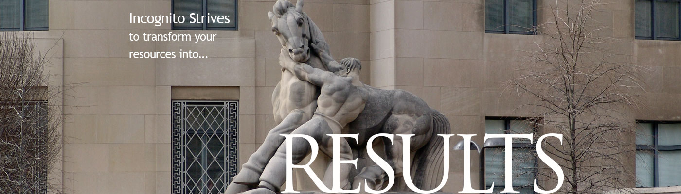 Incognito Marketing strives to transform your resouces into results with website design and logo design. Photo of US department of commerce.