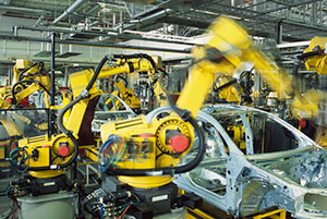 photo of robots in American manufacturing plant