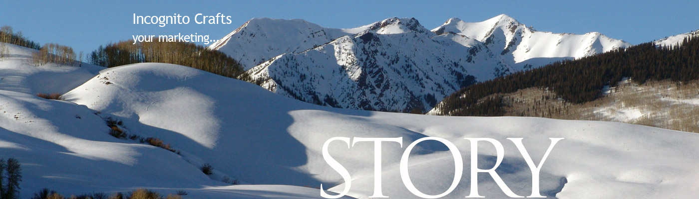 Incognito Marketing crafts your marketing message and turns it into website design, logo and graphic design. Photo of snowy mountains.